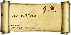 Gubi Márta névjegykártya